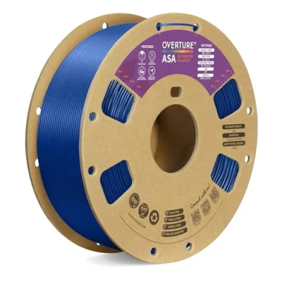 Afbeelding van OVERTURE ASA Filament 1.75mm, 1kg Spool (2.2lbs) 3D Printer Filament, Premium Anti UV, Perfect for Printing Outdoor Functional Parts, Dimensional Accuracy +/ 0.02 mm(Diamond Blue)