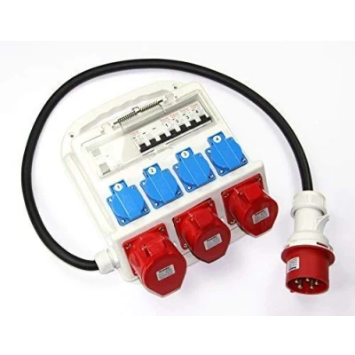Afbeelding van Stroomverdeler CEE 32A 400V 4 x 230 V 2 16 A 1 32 FI zekering bouwstroomverdeler