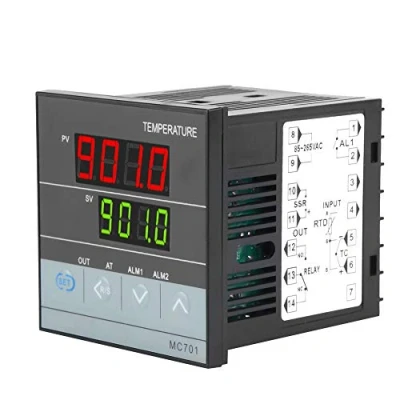 Afbeelding van Digitale PID temperatuurregelaar MC701, type K, PT100, sensoringangrelais, SSR uitgang, met vlamvertragende behuizing