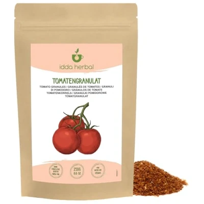 Afbeelding van tomatenvlokken (250 g), tomaten gegranuleerd 1 3 mm, tomatengranulaat 100% natuurlijk, zonder toevoegingen, tomatenkruiden