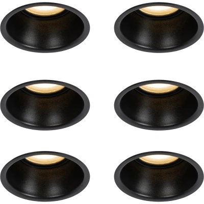 Afbeelding van QAZQA Set van 6 inbouwspots zwart GU10 50mm IP44 Dept