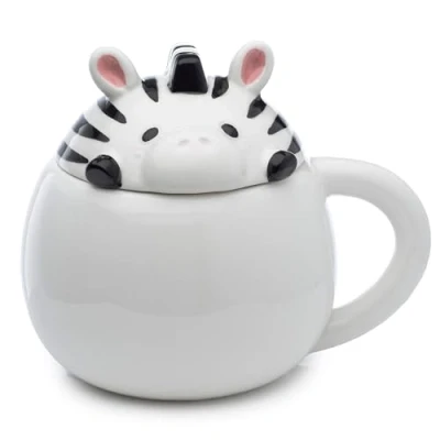 Afbeelding van Mok van keramiek met gevormd deksel Zebra snoep dieren