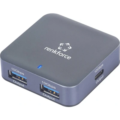 Afbeelding van Renkforce RF USBH 500 USB 3.2 Gen 2 hub 4 poorten Met Aluminium behuizing grijs
