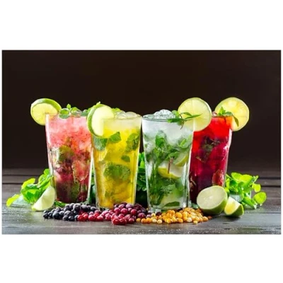 Afbeelding van Topkapi 250.996 Longdrink multifunctionele drinkglas, 6 stuks, Miami Vice wit/transparant glazen set XL (36 cl) voor cocktail, longdrink, mojito, sap, water, hoogte 12 cm