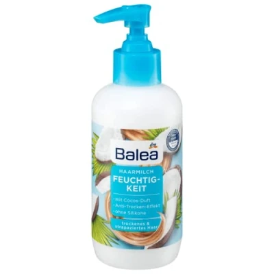 Afbeelding van Balea Haarmelk, hydraterend, voedende haarmelk met kokos en papajageur, anti droogeffect, ideaal voor droog beschadigd haar, zonder siliconen veganistisch, 200 ml