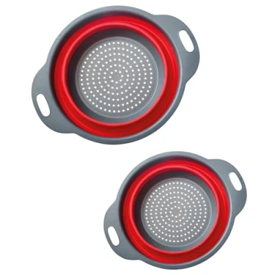 Afbeelding van Westmark Vergietset, 2 delig opvouwbaar, elk 1x Ø 22 cm en 18,5 kunststof, antraciet/rood, 212222E6