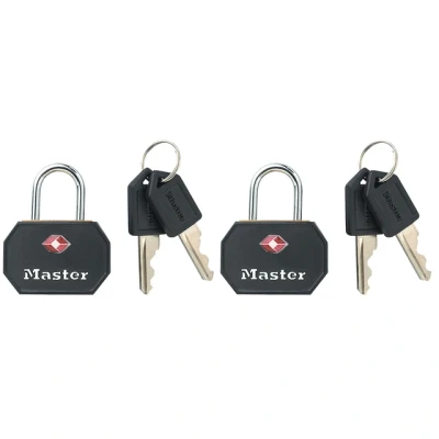 Afbeelding van Hangslot Masterlock 2 gelijksluitend aluminium TSA zwart 30mm