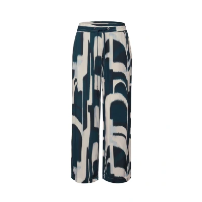 Afbeelding van Street One Gemusterte WIDE Broek, Dames, Maat: 40x26, Türkis