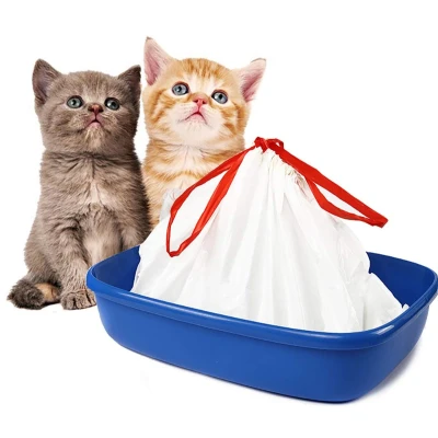 Afbeelding van Bilieasy Kattenbakvullingen groot met trekkoorden, krasbestendige zakken voor middelgrote en grote kattenbak, verpakking van 10 stuks, (L 20 stuks)
