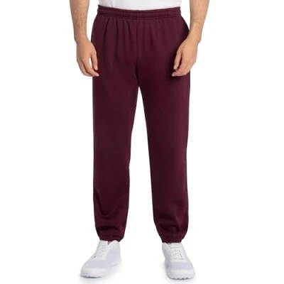 Afbeelding van Fruit of the Loom Eversoft Fleece elastische onderkant joggingbroek met zakken, ontspannen pasvorm, vochtafvoerend, ademend, Kastanjebruin, L