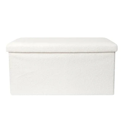Afbeelding van Home Deco Factory Poef/hocker Natuurlijk opvouwbaar stof wit MDF/polyester 76 x 38 cm