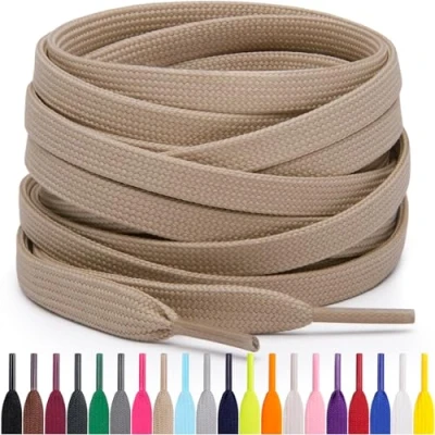 Afbeelding van Miscly Platte Schoenveters, Meerdere Lengtes en Kleuren Beschikbaar (Kaki, 91 cm)