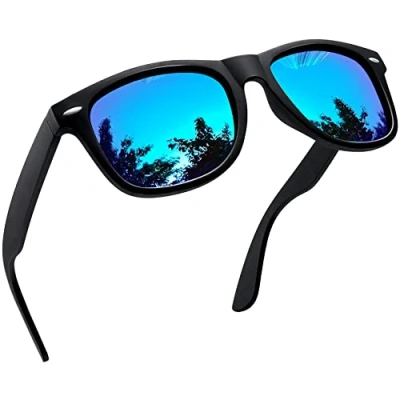 Afbeelding van Joopin Gepolariseerde Zonnebril Heren Dames UV400 Bescherming Klassieke Rechthoekig Zonnebrillen Unisex (Zwart Frame/Blauw Spiegel)