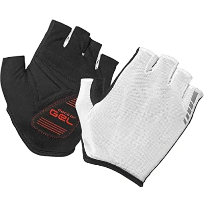 Afbeelding van GripGrab Unisex&#039;s Solara Tan Through Gewatteerde Korte Vinger Indoor Fietsen Zomerhandschoenen Zondoorlatende Mesh Pull Off Tabs, Wit, XXL