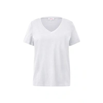 Afbeelding van s.Oliver MIT Vausschnitt Tshirt basic, Dames, Maat: 48, Weiß