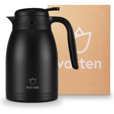 Afbeelding van Vatten® Premium RVS Thermoskan Zwart 1.5 Liter Met Drukknop Isoleerkan
