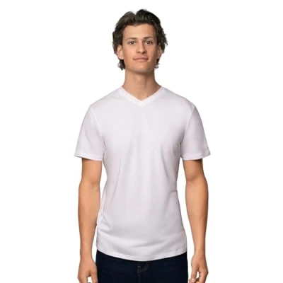 Afbeelding van DANISH ENDURANCE T Shirt van Biologisch Katoen, voor Heren, Crew Hals of V Hals, Ultrazachte Basic, 1 pack, Wit, M