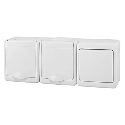 Afbeelding van PAWBOL 2 voudig opbouwstopcontact met schakelaar IP44 16 A/250 V Schuko opbouw stopcontact voor vochtige ruimtes