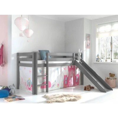 Afbeelding van Vipack Halfhoogslaper Astrid Grijs met glijbaan 90x200
