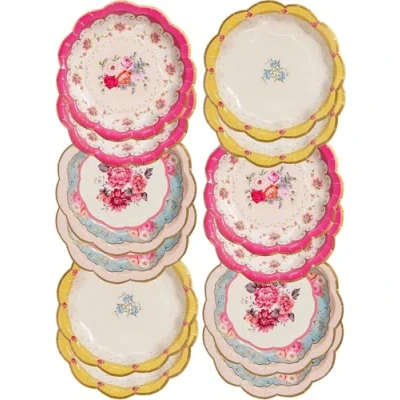 Afbeelding van Talking Tables TS3 PLATE Echt heerlijk pakket van 12 papieren borden voor theekransjes, bruiloften en verjaardagsfeestjes, vintage stijl, 3 ontwerpen, 18 cm