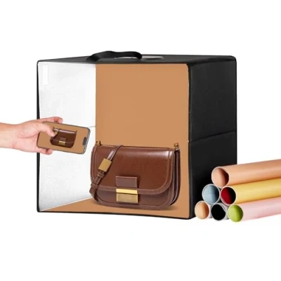 Afbeelding van VEVOR Fotobox Studio lichtbox 31 x cm, Kit Light Box 3000 5600 K, instelbare kleurtemperatuur 120 leds, 6 achtergronden, voor fotostudio, tent fotostudio