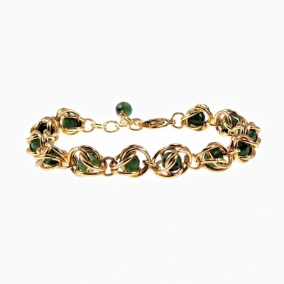 Afbeelding van Groene Armband Dames Gefacetteerde Natuurlijke Epidoot Robijnsteenkralen Verguld RVS Verstelbaar Schakelsarmband