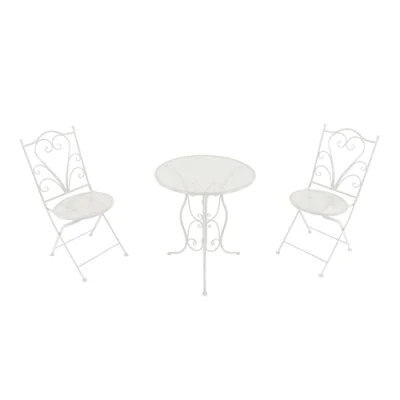 Afbeelding van AXI Eloise 3 delige metalen Bistroset Gestanst Wit Gepoedercoat frame Balkonset 2 stoelen en tafel