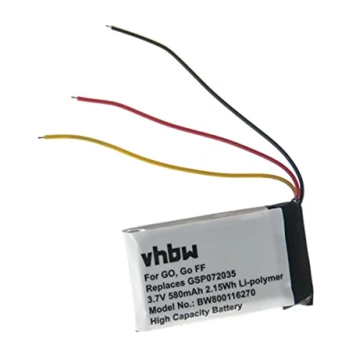 Afbeelding van vhbw Accu compatibel met JBL GO, GO BLK, FF Bluetooth luidspreker, vervanging voor GSP072035 (Li Polymeer, 580 mAh, 3,7 V) reservebatterij, batterij
