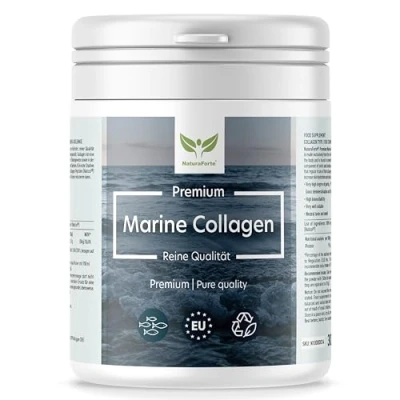 Afbeelding van NaturaForte marine collageen proteïne eiwitpoeder 300 g hydrolysaat peptides poeder hooggedoseerd, van duurzame wildvanger vis, smaakneutraal, type 1 en 2