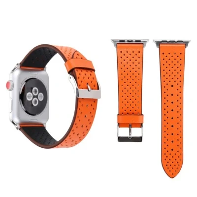 Afbeelding van Apple Watch Dot Pattern Leren bandje Oranje Geschikt voor 38mm / 40mm 41mm