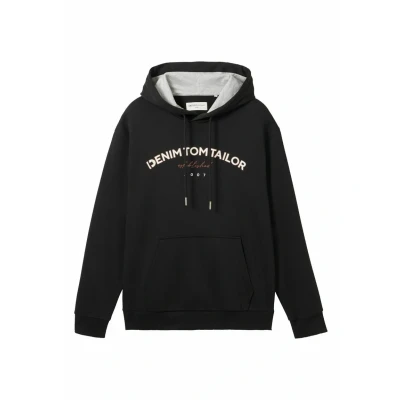 Afbeelding van TOM Tailor Denim MIT LOGO Print Hoodie, Heren, Maat: Large, Schwarz