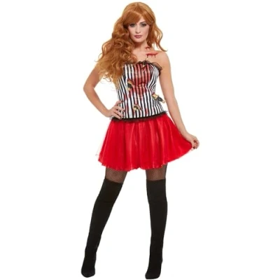 Afbeelding van Deluxe Knife Throwers Assistant Costume, White, with Corset &amp; Skirt, (L)