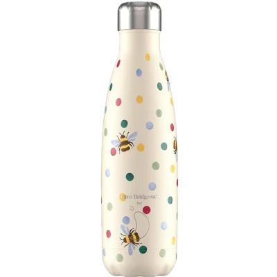Afbeelding van Thermosfles Creme Polka Dot And Bees 500 Ml RVS Chilly&#039;s Emma Bridgewater Edition 7 X 26,5 Cm