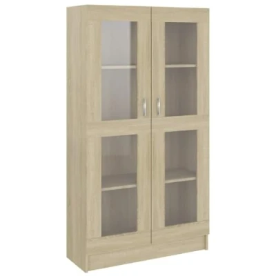 Afbeelding van vidaXL Vitrinekast 82,5x30,5x150 cm spaanplaat sonoma eikenkleurig