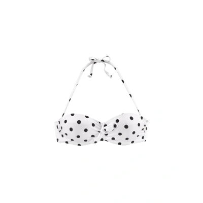 Afbeelding van Lascana voorgevormde strapless bandeau bikinitop met textuur wit/zwart