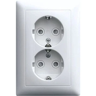 Afbeelding van ABB Busch Jaeger 302EUJT 914 wandcontactdoos dubbel inbouw kinderveilig Balance SI alpinwit