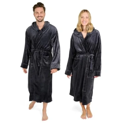 Afbeelding van Blumtal Badjas Unisex Dames en Heren Fleece met Capuchon Zakken Antraciet Maat XXXL
