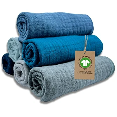 Afbeelding van mimaDu Biologische mousseline doek baby 25X25 spuugdoeken doeken gaasdoek klein moslin 100% GOTS biologisch katoen superzacht en absorberend
