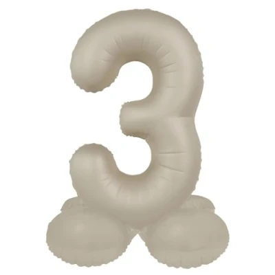 Afbeelding van Folat Staande folieballon Cijfer 3 Creamy Latte 72 cm