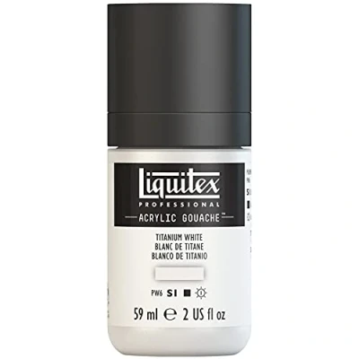 Afbeelding van Liquitex 2059432 Professional Acrylic Gouache, acrylverf met gouache eigenschappen, lichtecht, watervast 59ml Fles, Titanium White