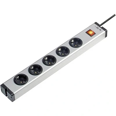Afbeelding van Ehmann 0601x00052031 Stekkerdoos met schakelaar 5 voudig Aluminium Randaarde stekker 1 stuk(s)