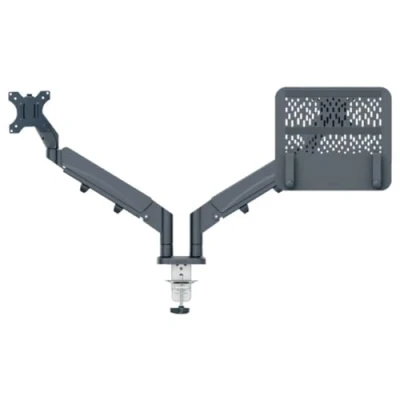 Afbeelding van Leitz Ergo Ruimtebesparende Monitor en Laptop Arm, Donkergrijze Monitorarm voor tot 32 Monitors 17 Laptops, Fluweelgrijs, 65380089