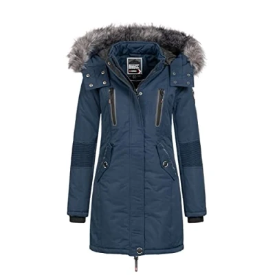 Afbeelding van Geographical Norway Damesjas winterparka Coracle/Coraly, XL bontcapuchon, Donkerblauw, XXL