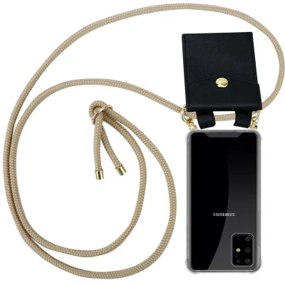 Afbeelding van Cadorabo Hoesje geschikt voor Samsung Galaxy S20 PLUS in GLANZEND BRUIN Silicone Mobiele telefoon ketting beschermhoes met gouden ringen, koordriem en afneembare etui