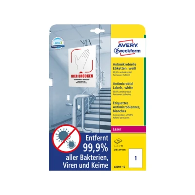 Afbeelding van Avery Etiketten Zweckform Antibacterie 210 X 297 Mm Wit 10 Stuks