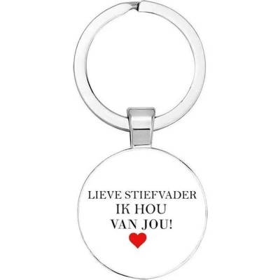 Afbeelding van Akyol Lieve stiefvader ik hou van jou sleutelhanger Vader Papa Familie Vaderdag cadeautje cadeau