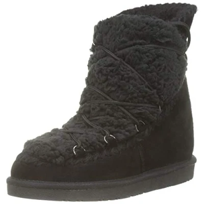 Afbeelding van Gioseppo Enkellaarsjes met sleehak black, Dames, Maat: 38, Black Leer en textiel