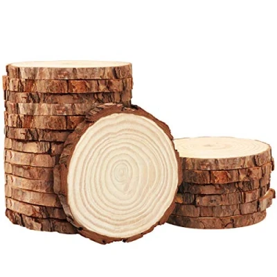 Afbeelding van Kurtzy Onbehandeld Natuur Houten Schijven (20pak) 10 11cm Diameter 10mm dik Rustiek Schijf met Schors &amp; Gladde Afwerking Kunst en Hobby, DIY, Onderzetters, Decoraties, Kerst Ornamenten