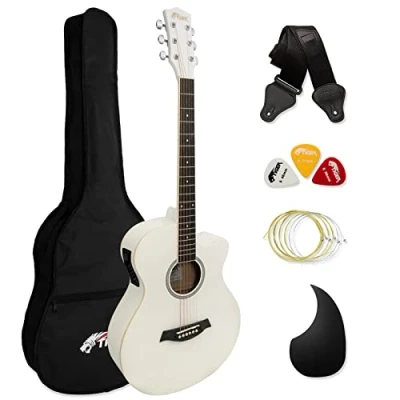 Afbeelding van TIGER Full Size Electro Akoestische Gitaarpakket voor Beginners met Ingebouwde Tuner en EQ Wit ACG4 WH