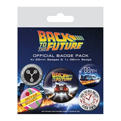 Afbeelding van BACK TO THE FUTURE Pack 5 Badges Delorean